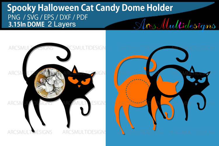 Spooky Halloween Cat candy dome holder