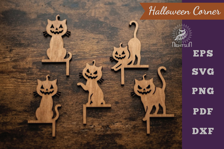 Halloween Cat Lasercut Corner SVG