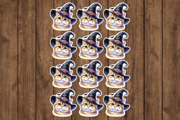 Halloween Cat Printable Stickers - PNG Sticker Sheet