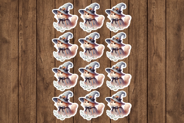 Halloween Cat Printable Stickers - PNG Sticker Sheet