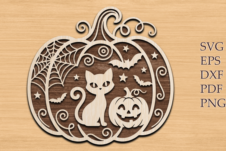 Halloween Cat Pumpkin Laser SVG