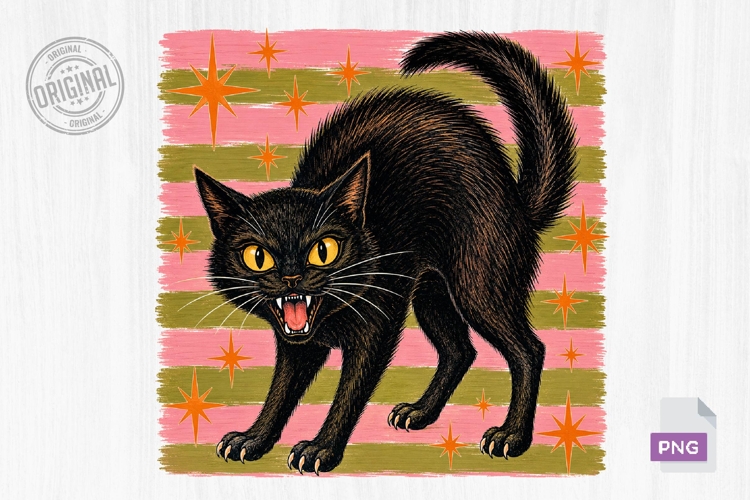 Halloween Cat Stripes Brush Strokes PNG
