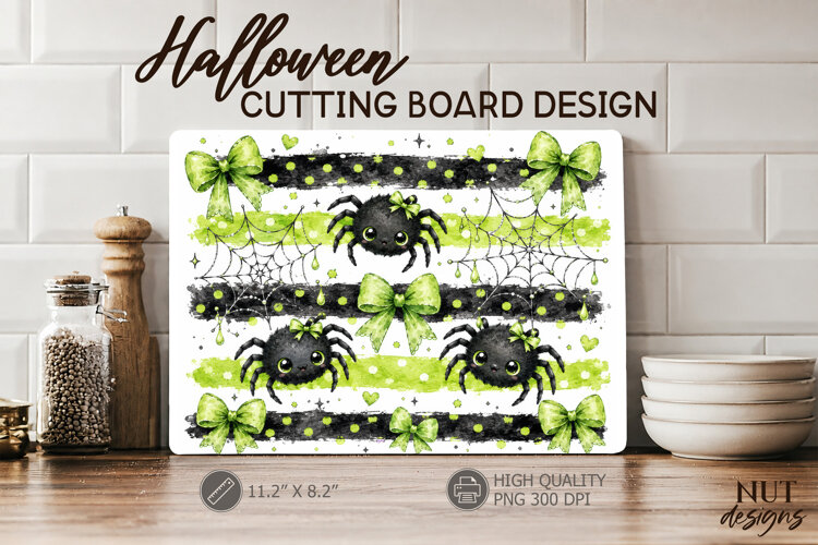Cute Halloween Spider Cutting Board Coquette Halloween example image 1