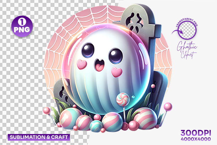 Halloween Cemetery Ghost Clipart PNG Sublimation Design