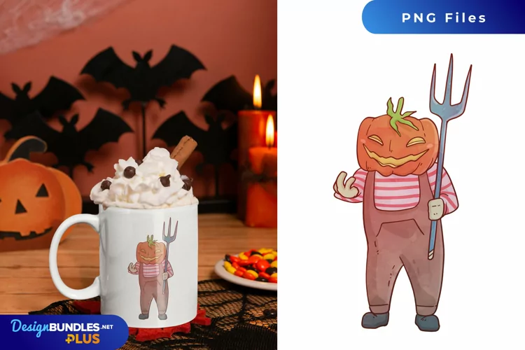 Halloween Jack O Lantern Watercolor Sublimation