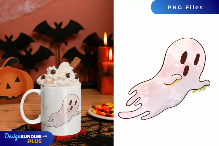Halloween Cute Ghost Watercolor Sublimation