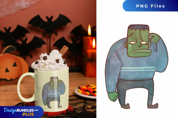 Halloween Zombie Man Watercolor Sublimation