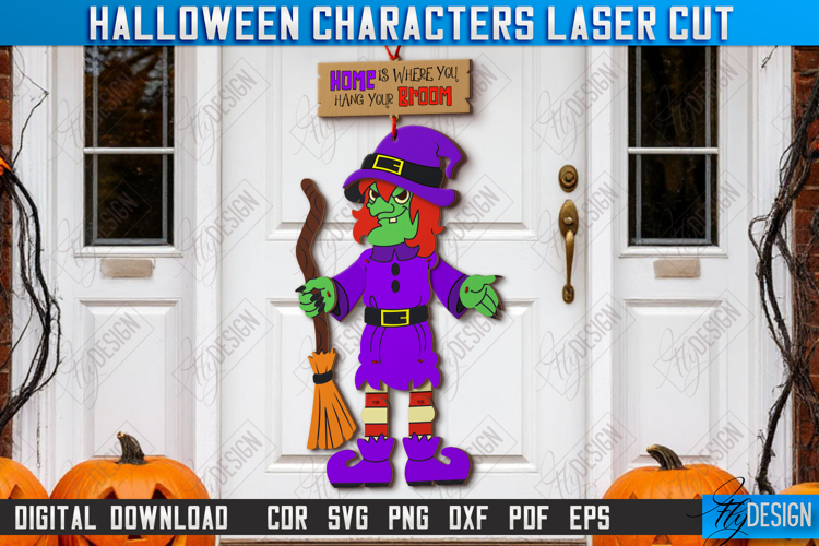 Halloween Characters Laser Cut | Porch Decorations | Witch