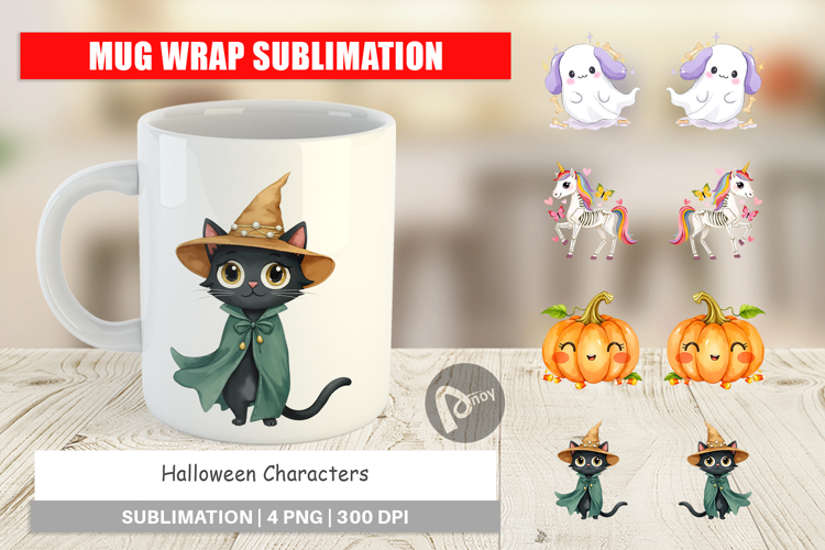Mug Wrap Halloween Characters