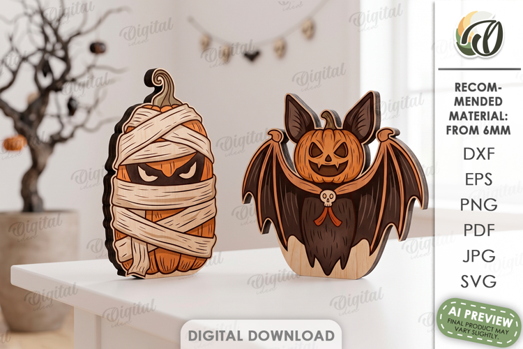 Halloween Characters Stands Laser Cut. Halloween Decor SVG
