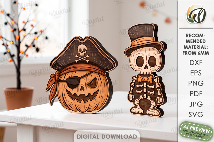 Halloween Characters Stands Laser Cut. Halloween Decor SVG