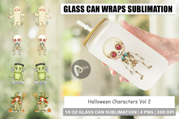 Glass Can Halloween Characters