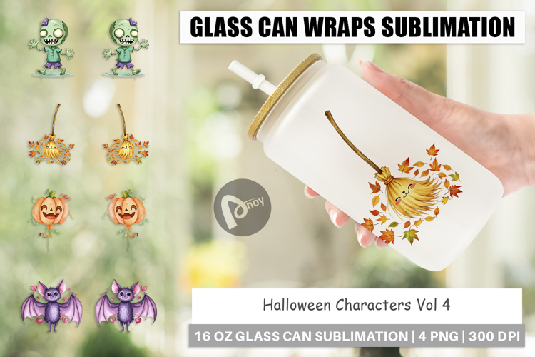 Glass Can Halloween Characters