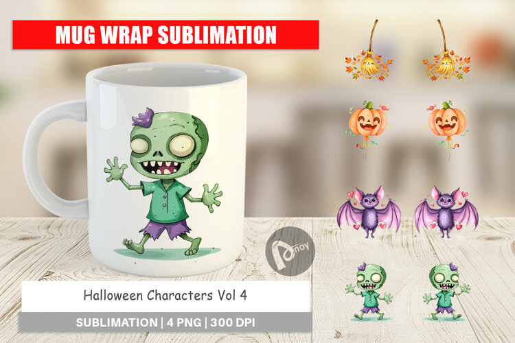 Mug Wrap Halloween Characters example image 1