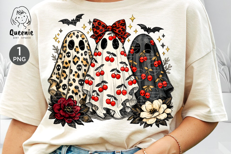 Halloween Gothic Cherry Ghost Spooky Season Leopard Prints