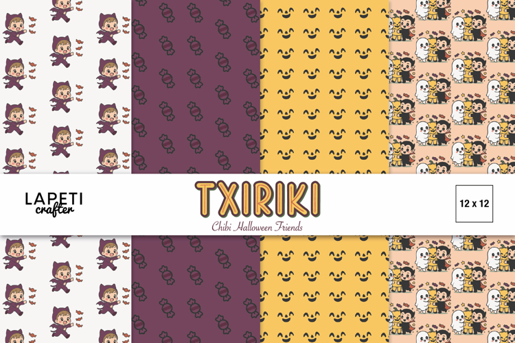 Chibi Halloween Digital Paper, Cute Kids Background