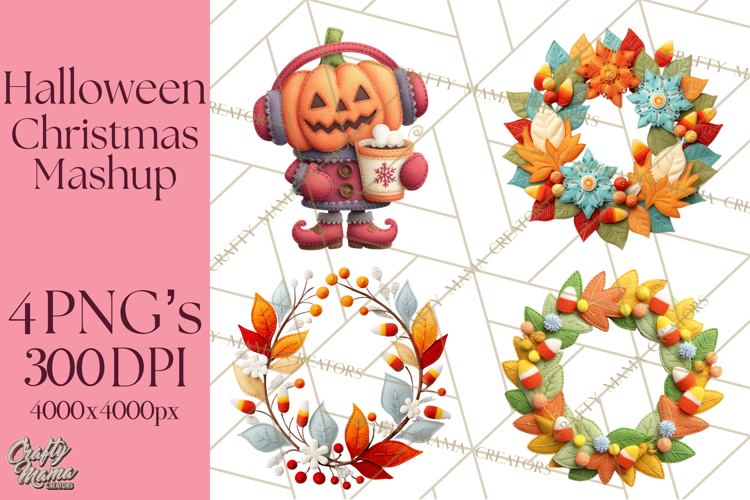 Halloween   Christmas Clipart PNG, Stitched Felt Holiday