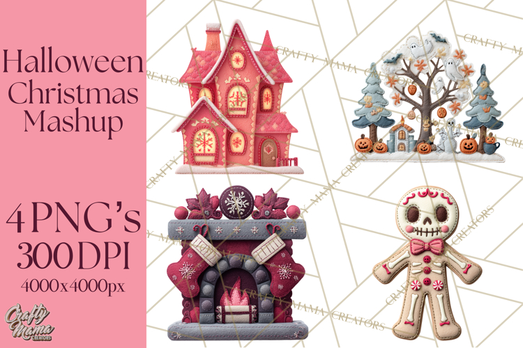 Halloween   Christmas Clipart PNG, Stitched Felt Holiday