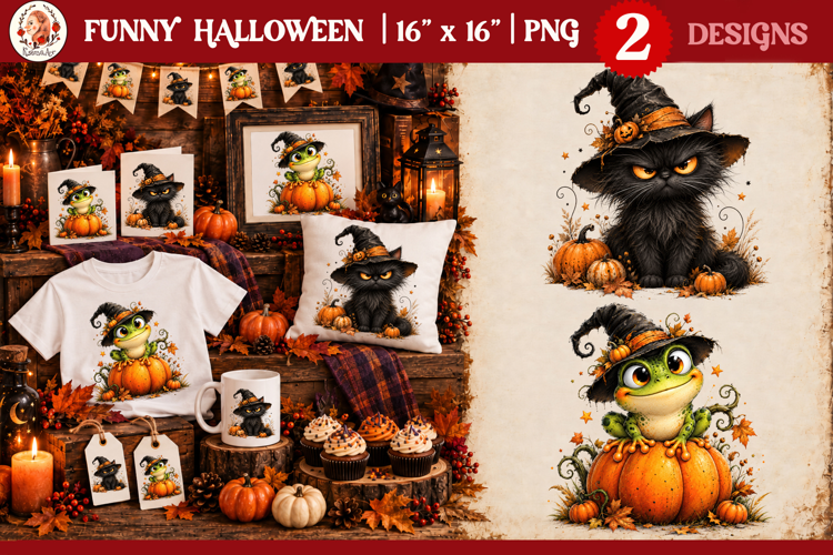 Funny Halloween quirky characters for sublimation and clipar