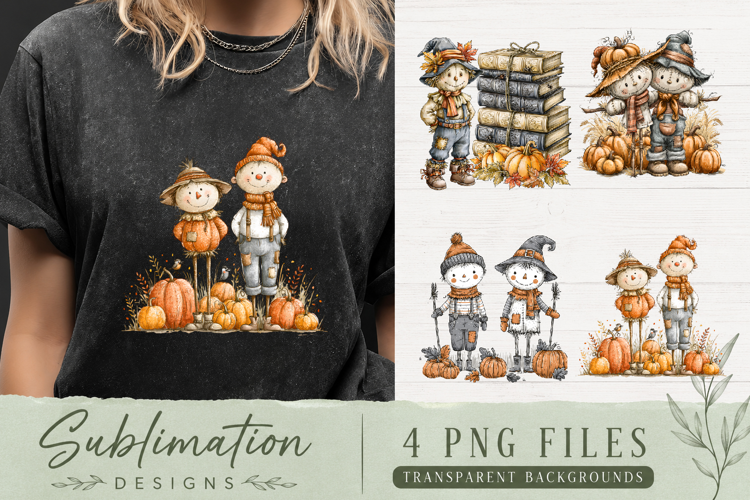 Cute Fall Scarecrow Sublimation PNG | Pumpkin Autumn