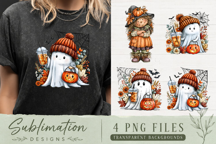Cute Fall Scarecrow PNG | Autumn Pumpkin Sublimation example image 1