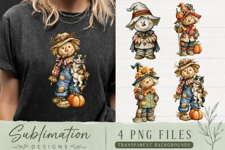 Cute Fall Scarecrow Coaster PNG | Autumn Pumpkin Sublimation