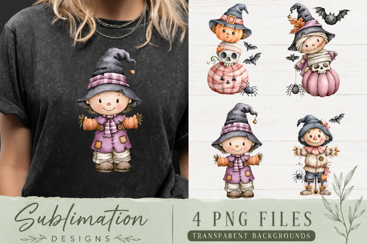 Cute Fall Scarecrow PNG | Autumn Pumpkin Sublimation example image 1