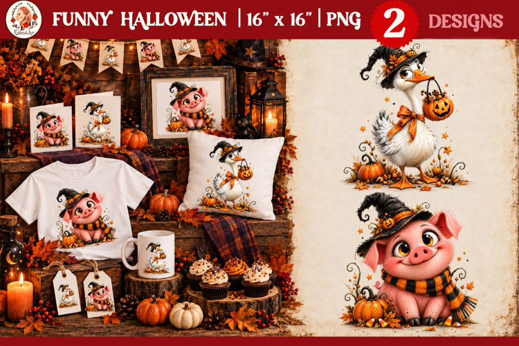 Funny Halloween quirky characters for sublimation and clipar