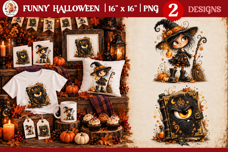 Funny Halloween quirky characters for sublimation and clipar example image 1