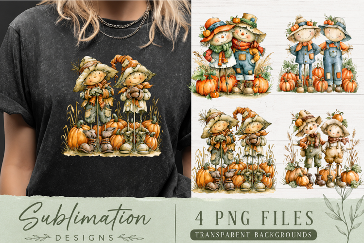 Cute Fall Scarecrow Sublimation PNG | Pumpkin Autumn