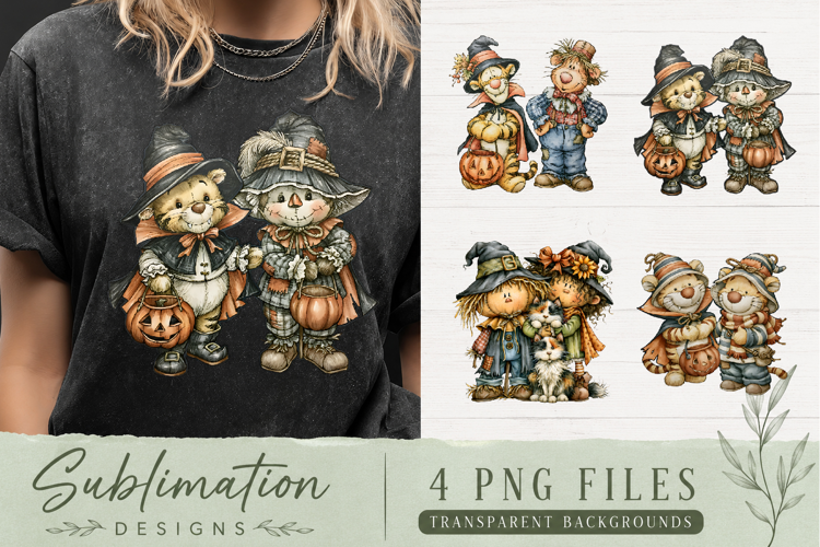 Cute Fall Scarecrow Coaster PNG | Autumn Pumpkin Sublimation