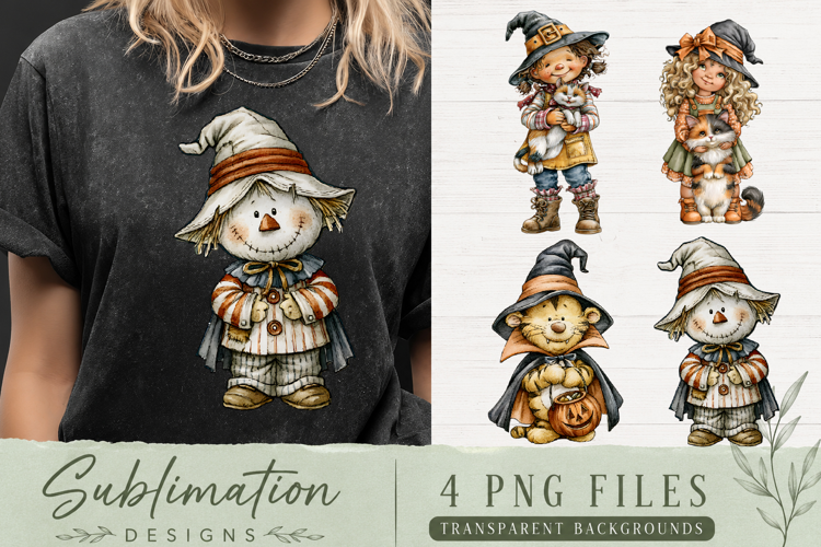 Cute Fall Scarecrow Coaster PNG | Autumn Pumpkin Sublimation