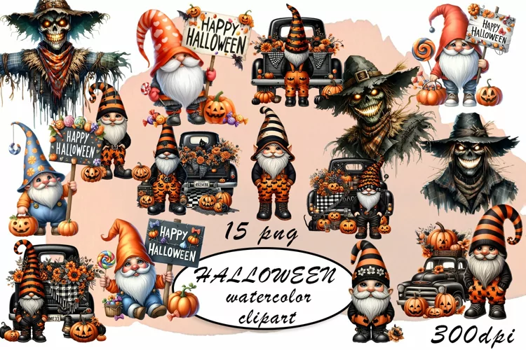 Halloween Clipart, watercolor clipart