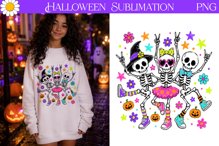 Dancing Skeletons PNG | Halloween Sublimation Art