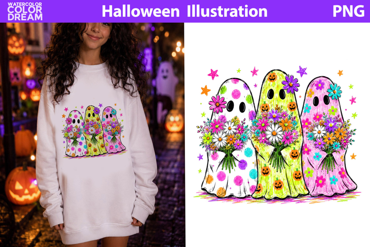 Floral Ghost Friends | Cute Halloween Sublimation