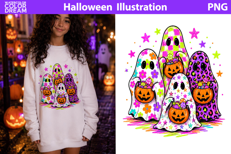 Trick Or Treat Ghosts | Cute Halloween Sublimation