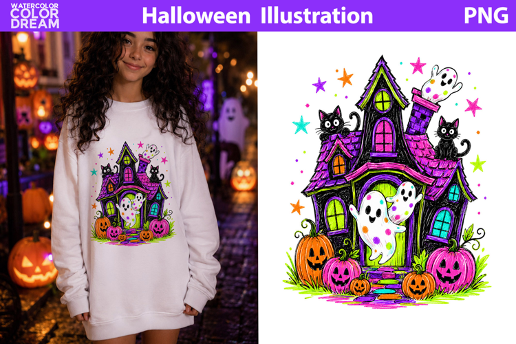 Haunted House Ghosts | Cute Halloween Sublimation
