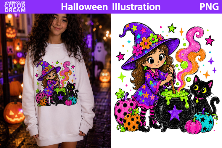 Cute Witch Cauldron | Halloween Sublimation Clipart