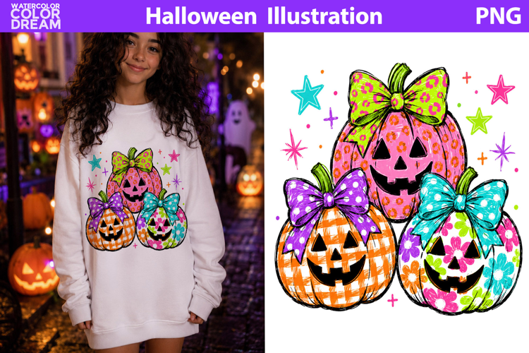 Cute Bow Pumpkins | Halloween Sublimation Clipart