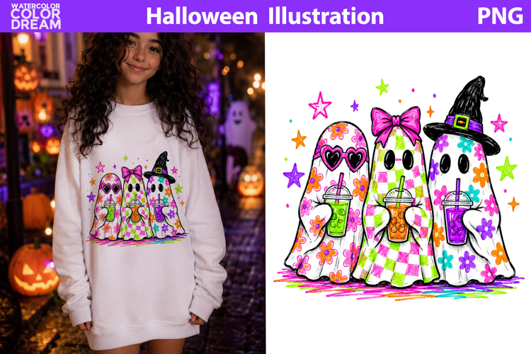 Cute Ghost Friends Clipart | Halloween Sublimation