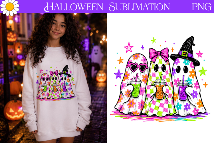 Cute Ghost Friends PNG | Halloween Sublimation Art