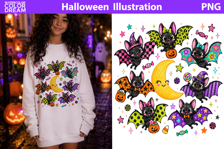 Cute Halloween Bats | Colorful Bat Sublimation