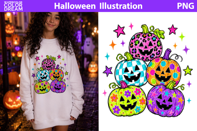 Colorful Pumpkin Clipart | Halloween Sublimation