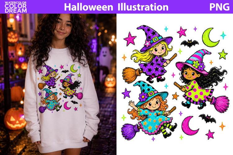 Cute Witch Girls | Halloween Sublimation