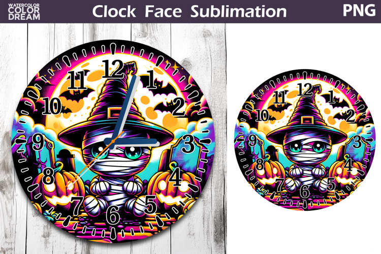 Cute Mummy Clock Face | Halloween Clock Design