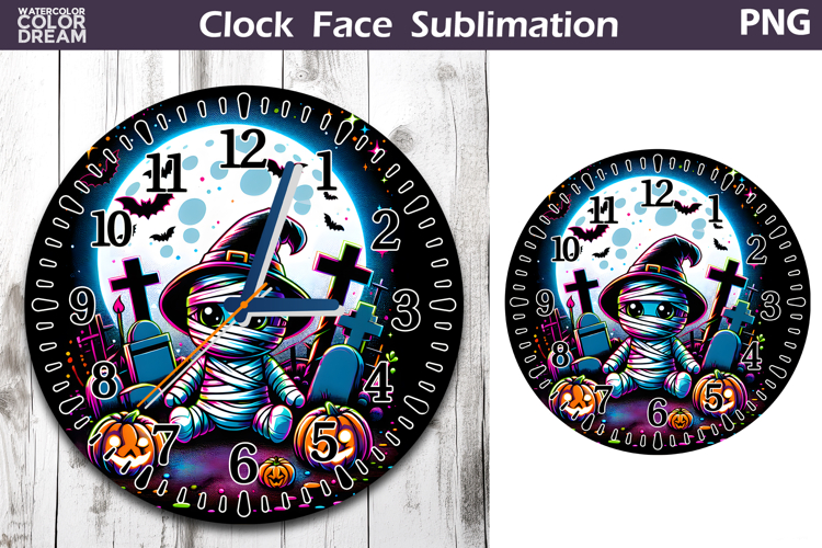 Cute Mummy Clock Face | Halloween Clock Design