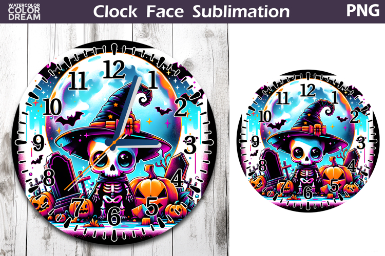 Cute Skeleton Clock Face | Halloween Clock Design