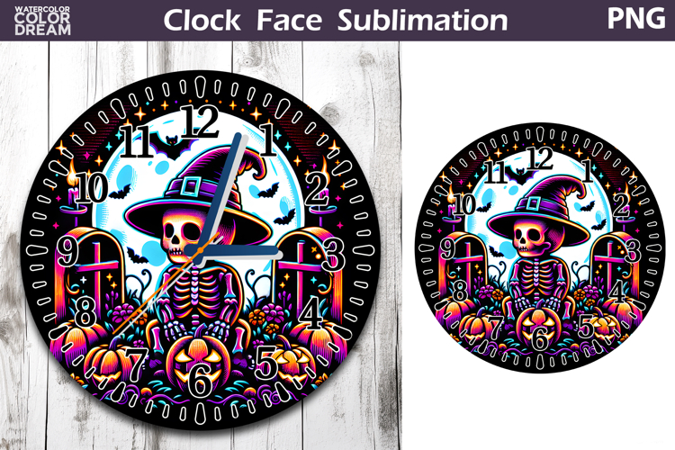 Cute Skeleton Clock Face | Halloween Clock Design