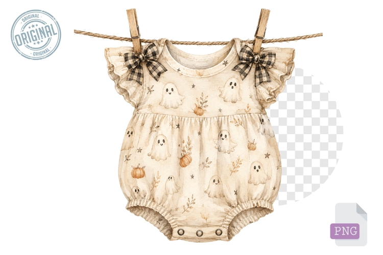 Halloween Clothes Line Clipart, Watercolor Clothesline Clip