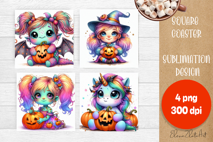Halloween coaster, cute monster coaster, square coaster